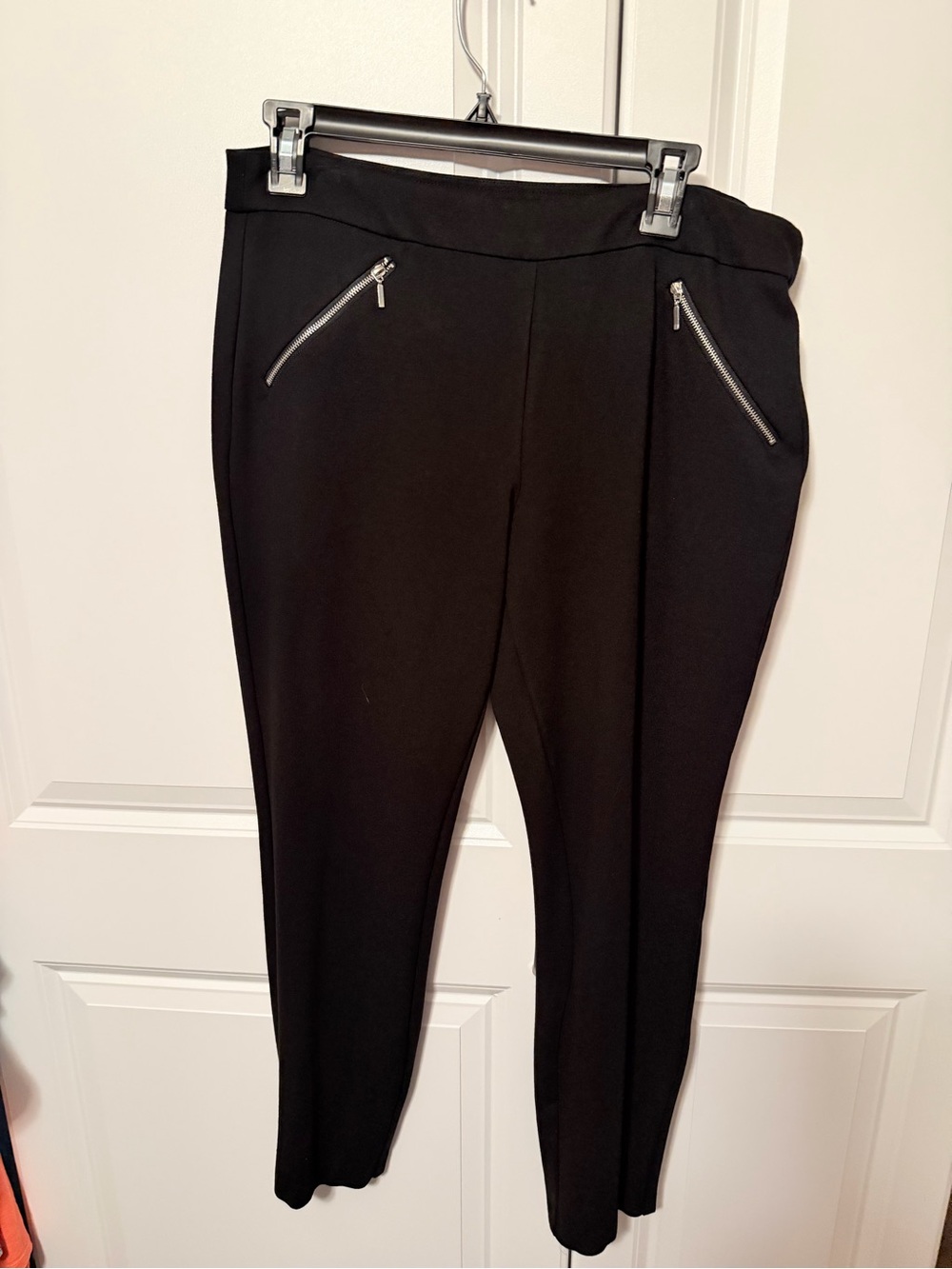 Black Women's Ponte Ankle Pants with Zip Pockets - new directions